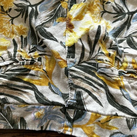 Old Navy Everyday Shorts Yellow Tropical Print Linen Rayon Mid Rise Zip Fly 8 - Picture 10 of 17